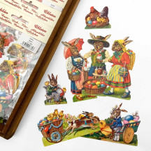 German Easter Bunnies Loose Easter Paper Scrap Pack